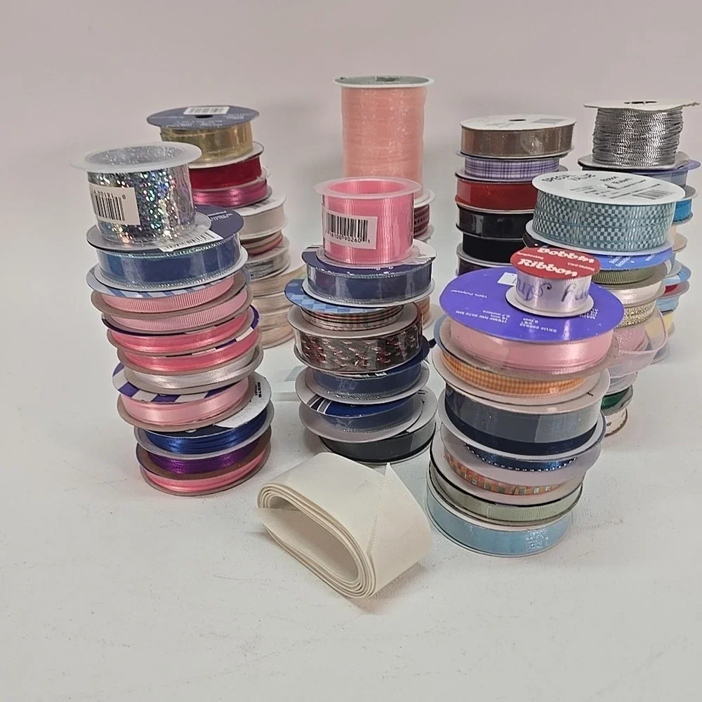 Lot of Ribbon Rolls Spools Great for‎ DIY Large Hair Bows Cheer Dance Crafts